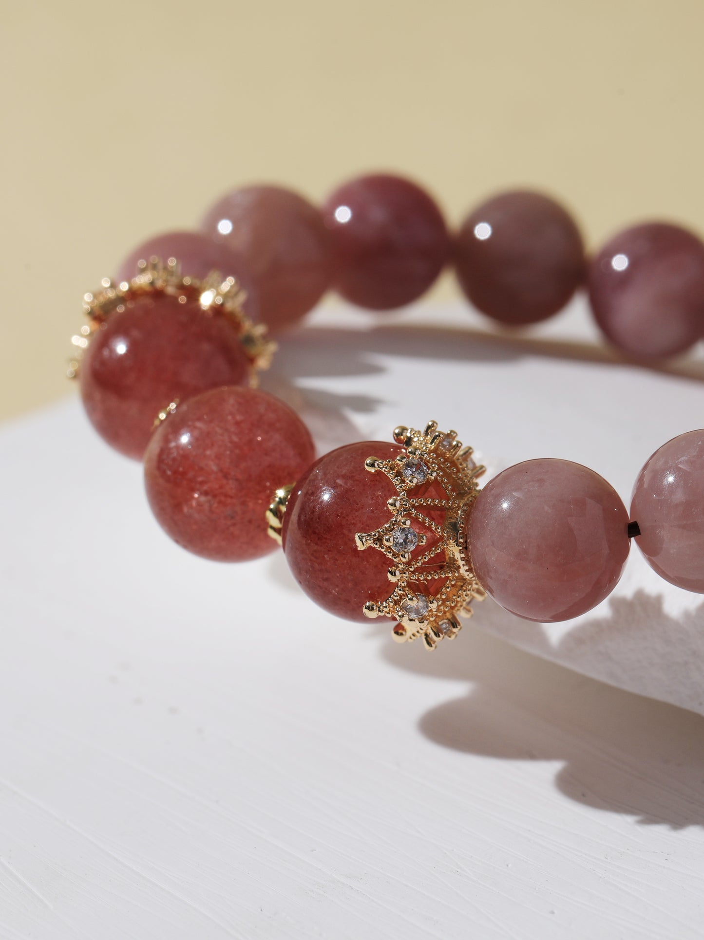 Purple Rabbit Hair & Strawberry Quartz Bracelet