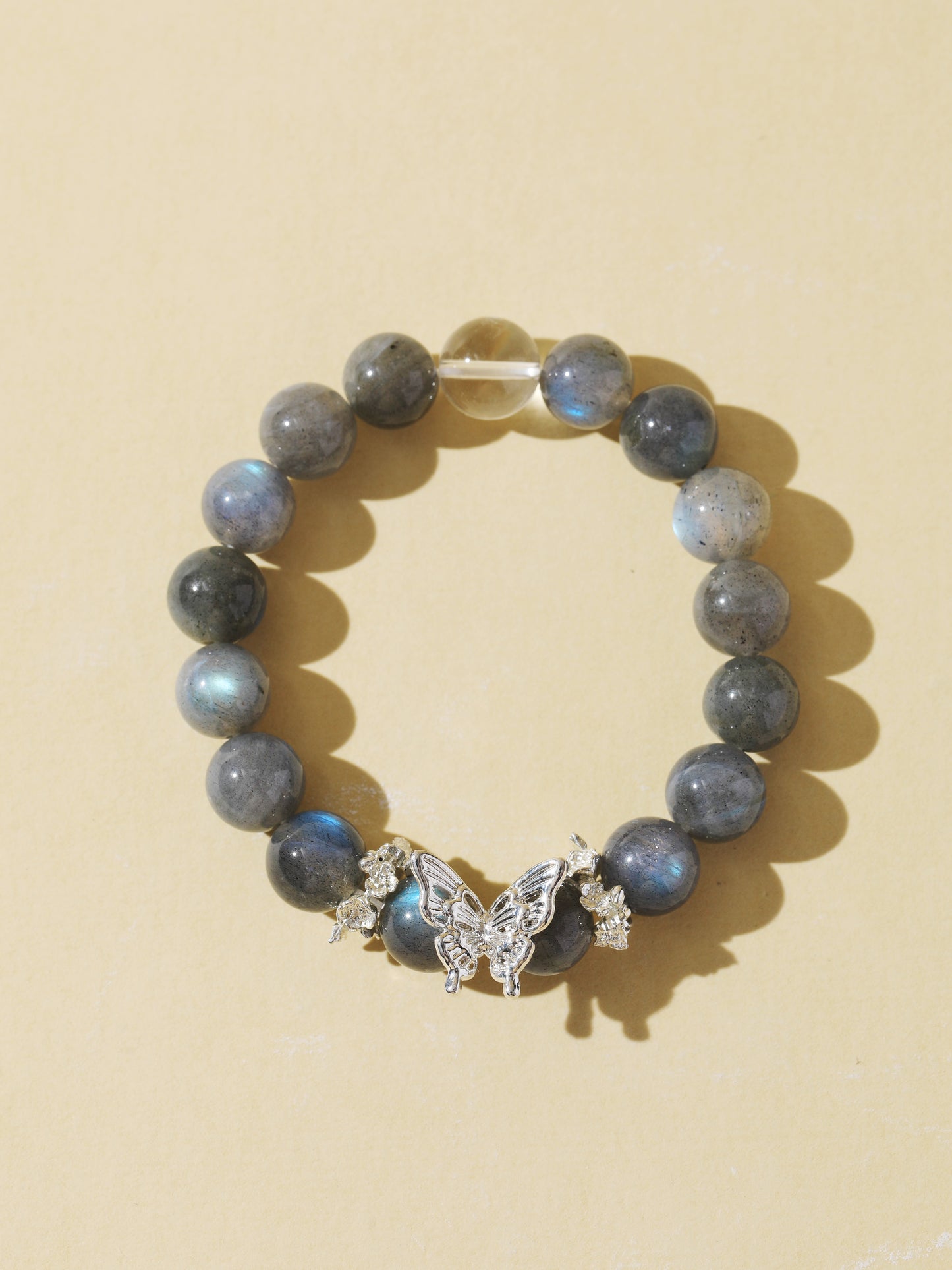 Grey Moonstone & Clear Quartz Bracelet