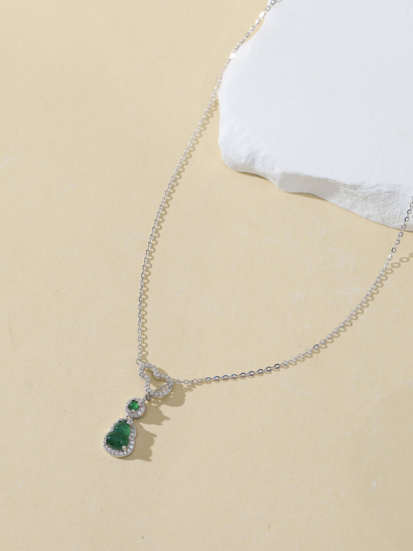 Natural Imperial Green Jade Gourd Necklace