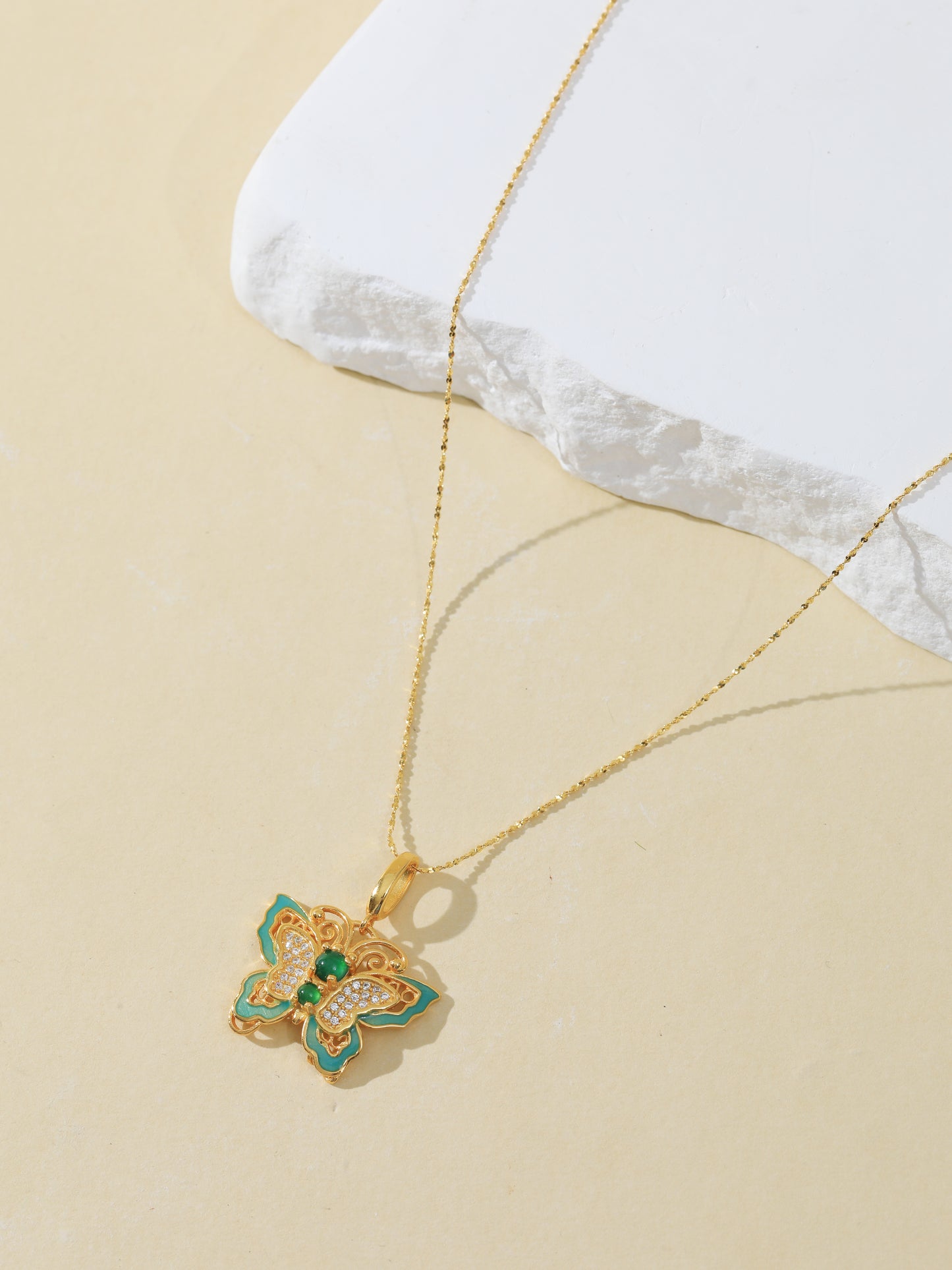 Natural Imperial Green Jade Butterfly Necklace