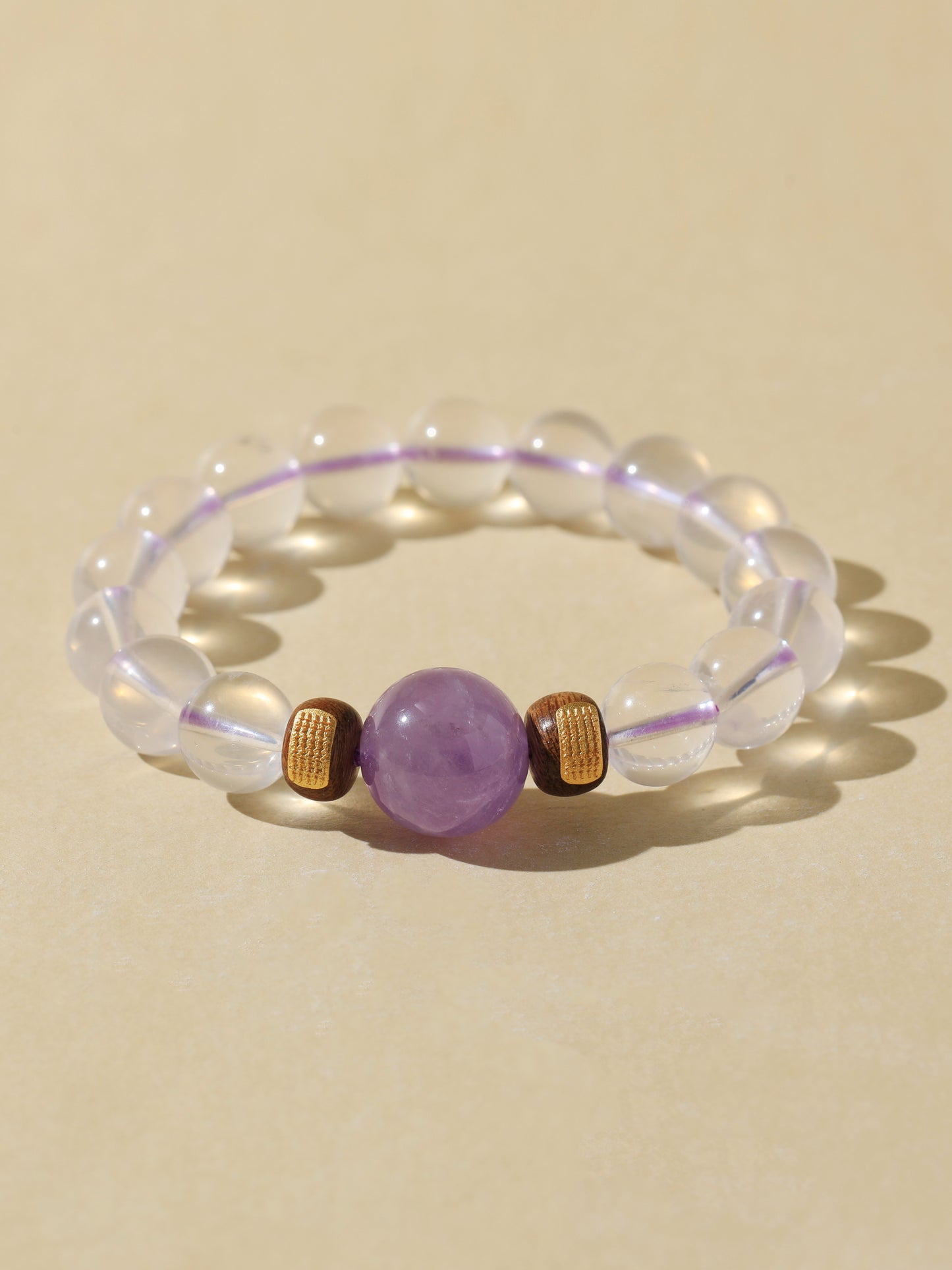 Clear Quartz & Purple Rabbit Hair Bracelet