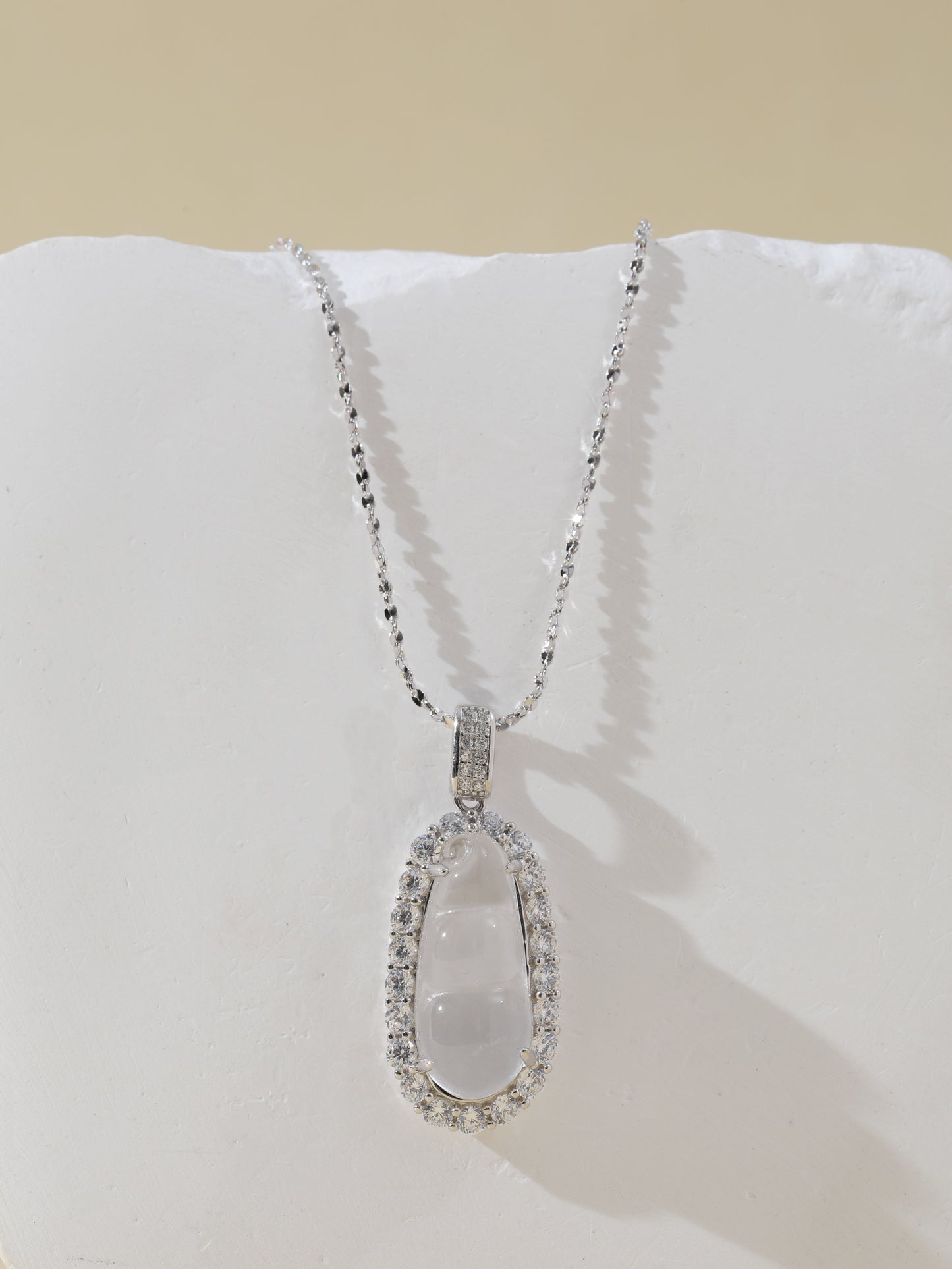Natural Albite Jade Bean Pod Necklace
