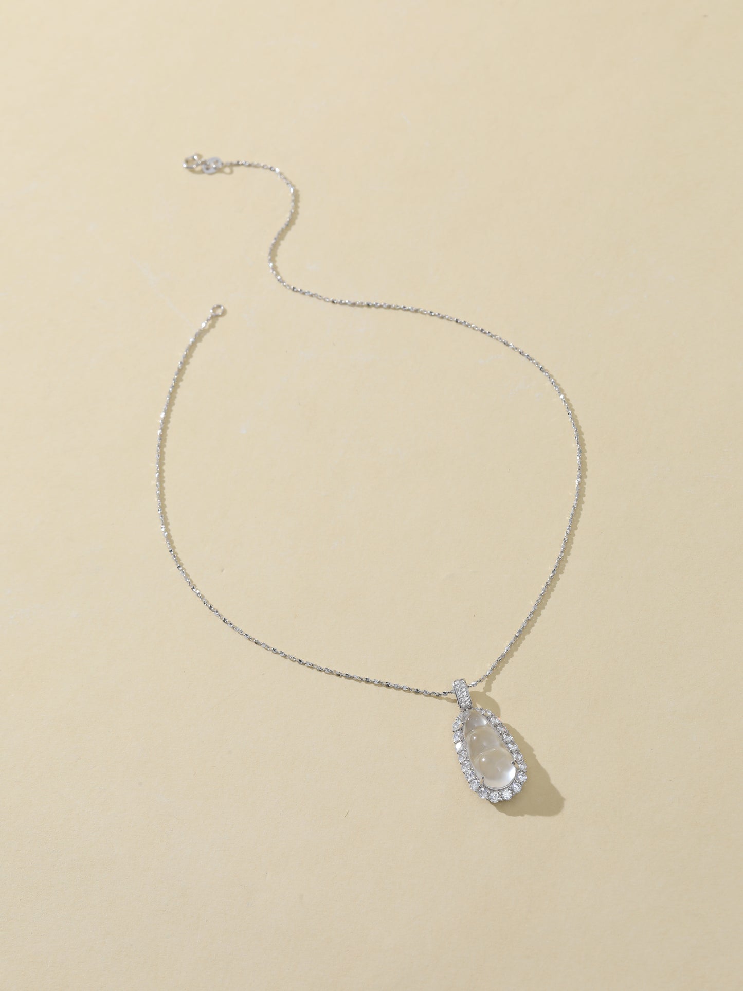 Natural Albite Jade Bean Pod Necklace