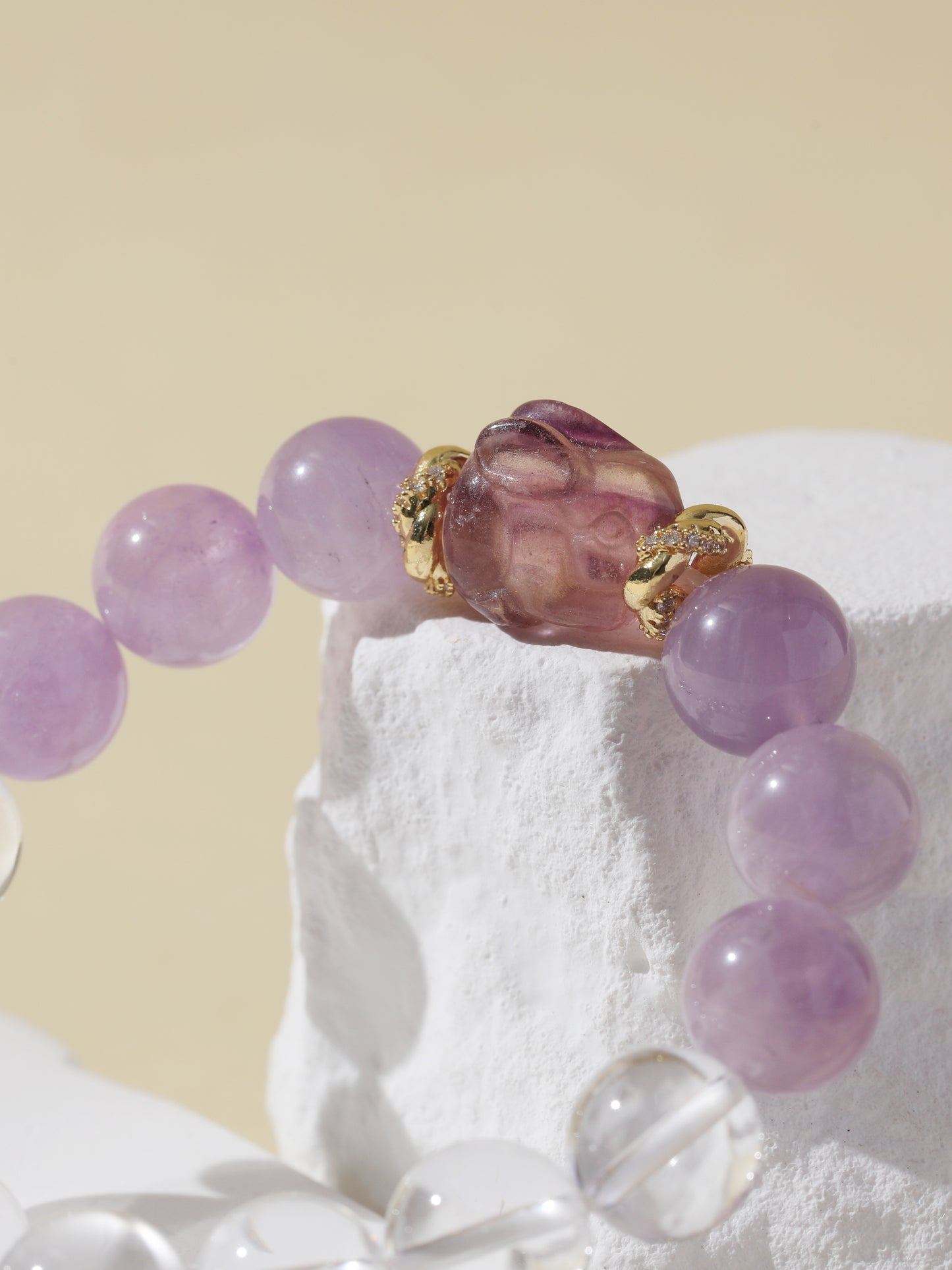 Clear Quartz & Purple Rabbit Hair Quartz Bracelet