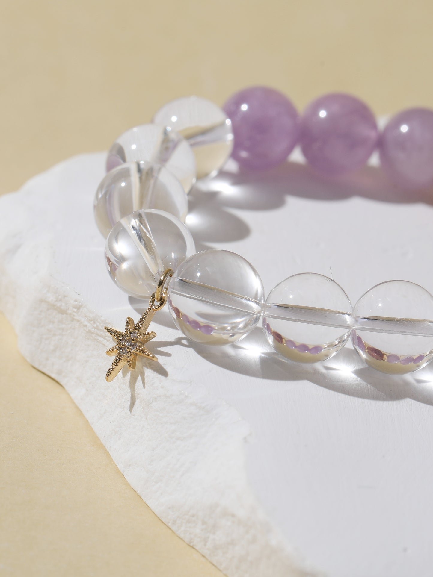 Clear Quartz & Purple Rabbit Hair Quartz Bracelet