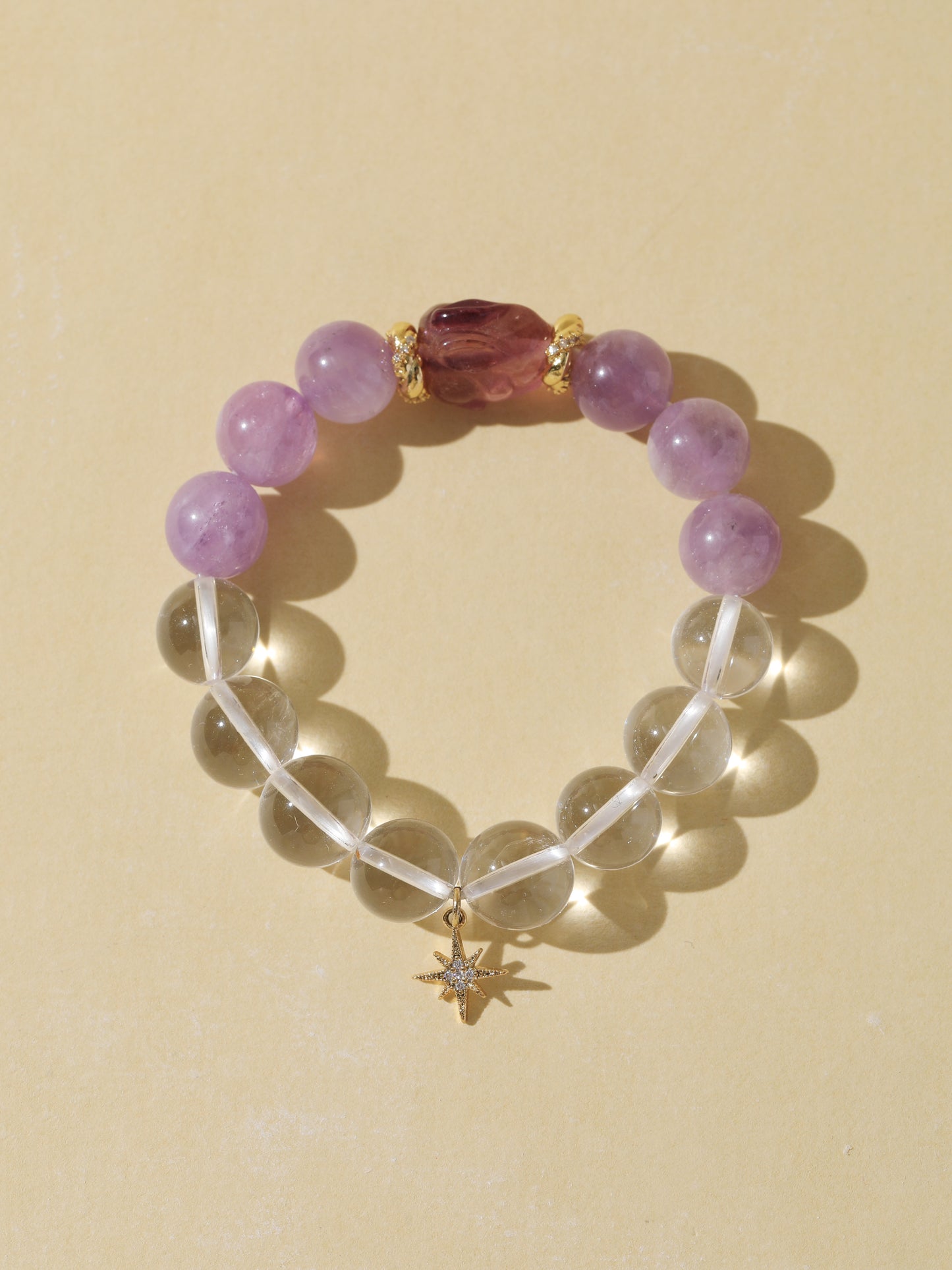 Clear Quartz & Purple Rabbit Hair Quartz Bracelet