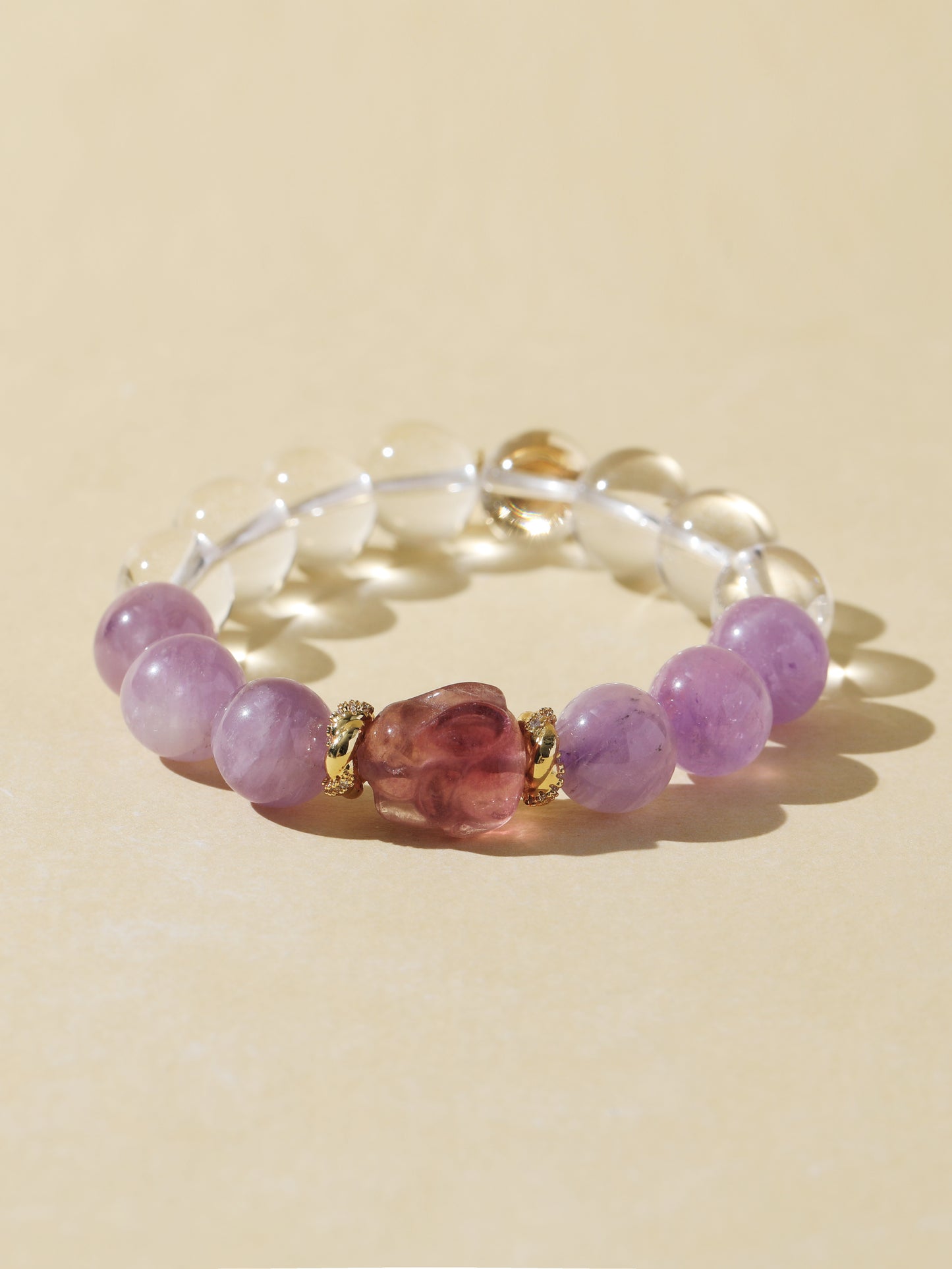 Clear Quartz & Purple Rabbit Hair Quartz Bracelet