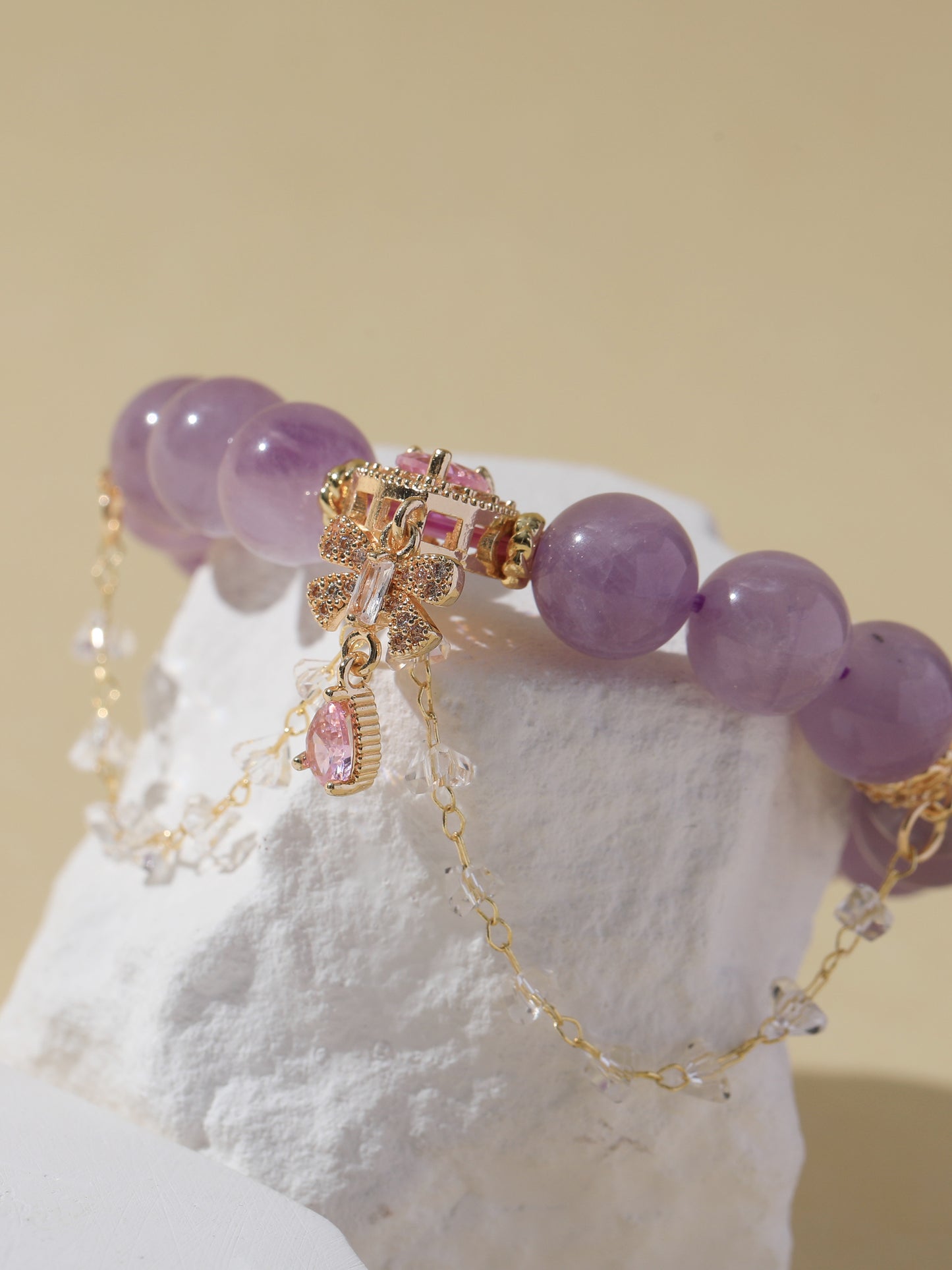 Purple Rabbit Hair Quartz Bracelet with Chain