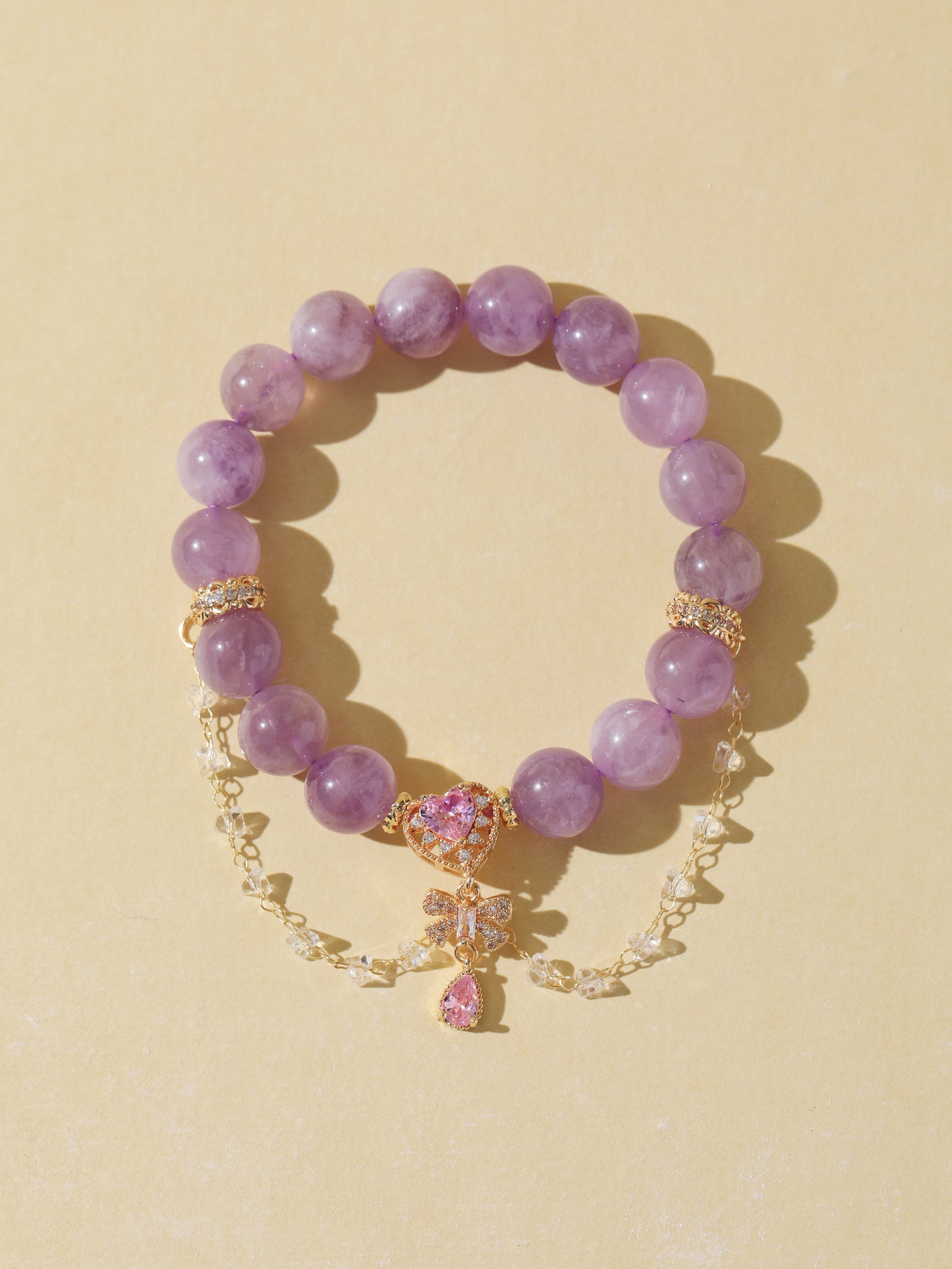 Purple Rabbit Hair Quartz Bracelet with Chain