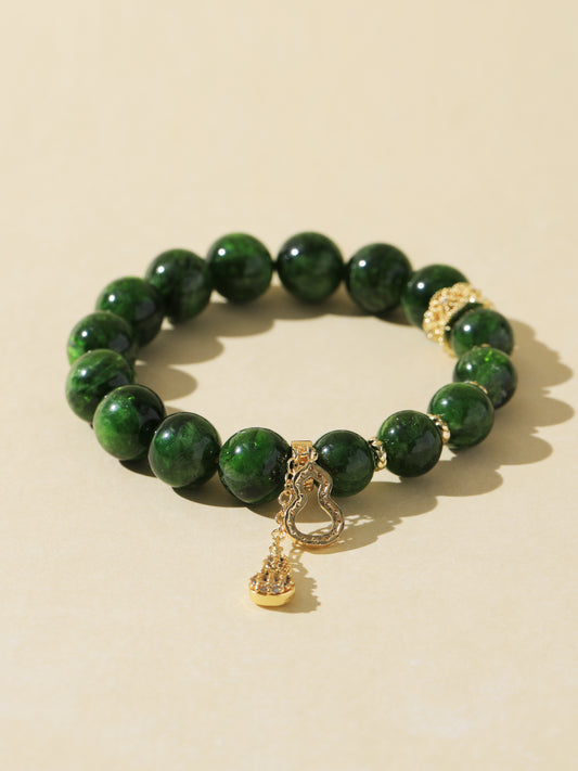 Diopside Bracelet with Gourd Charm