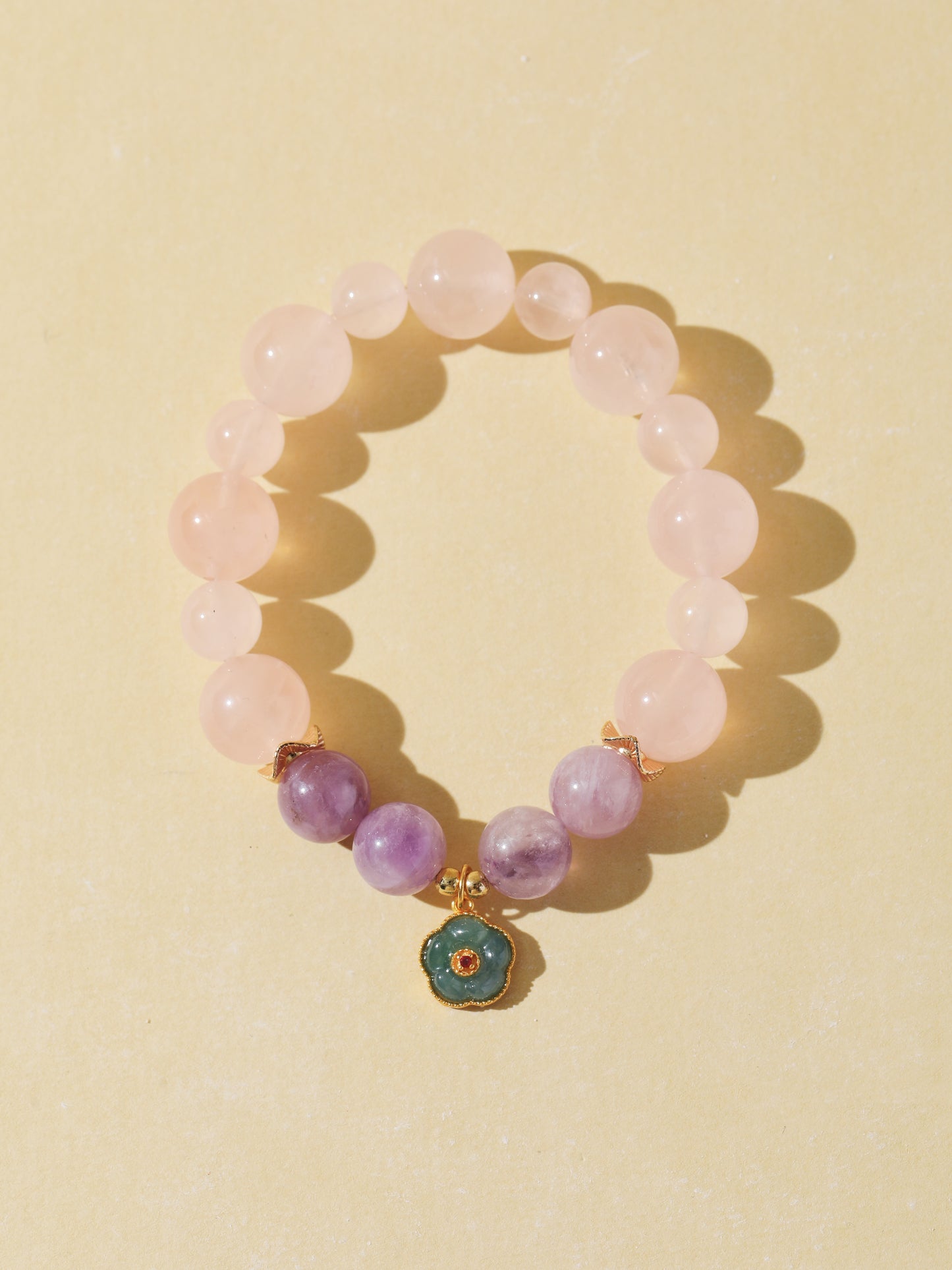 Rose Quartz & Purple Rabbit Hair Quartz Bracelet