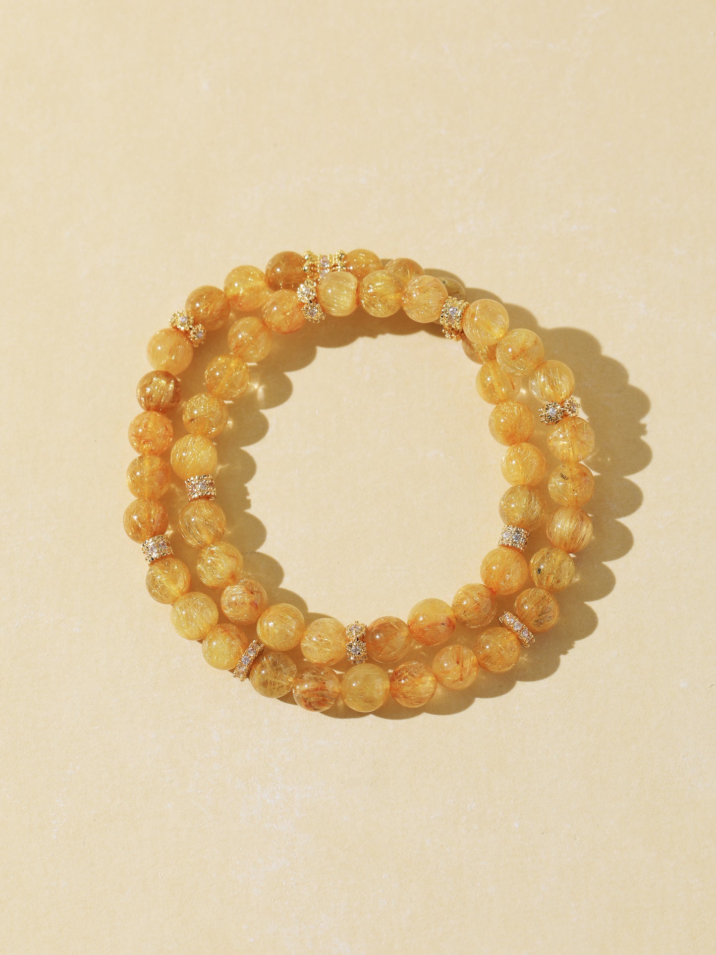 Double-Wrap Gold Rutilated Quartz Bracelet
