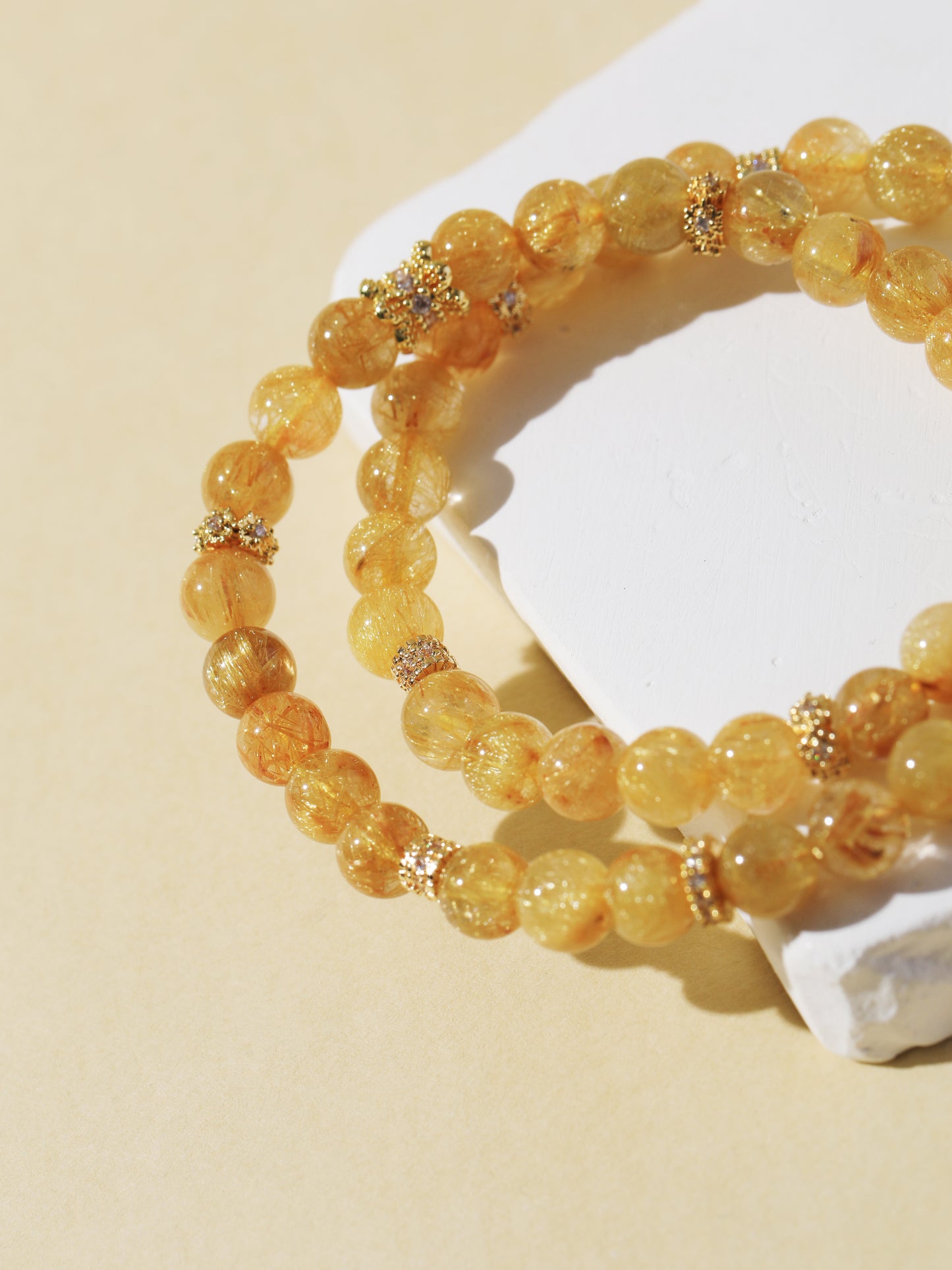 Double-Wrap Gold Rutilated Quartz Bracelet