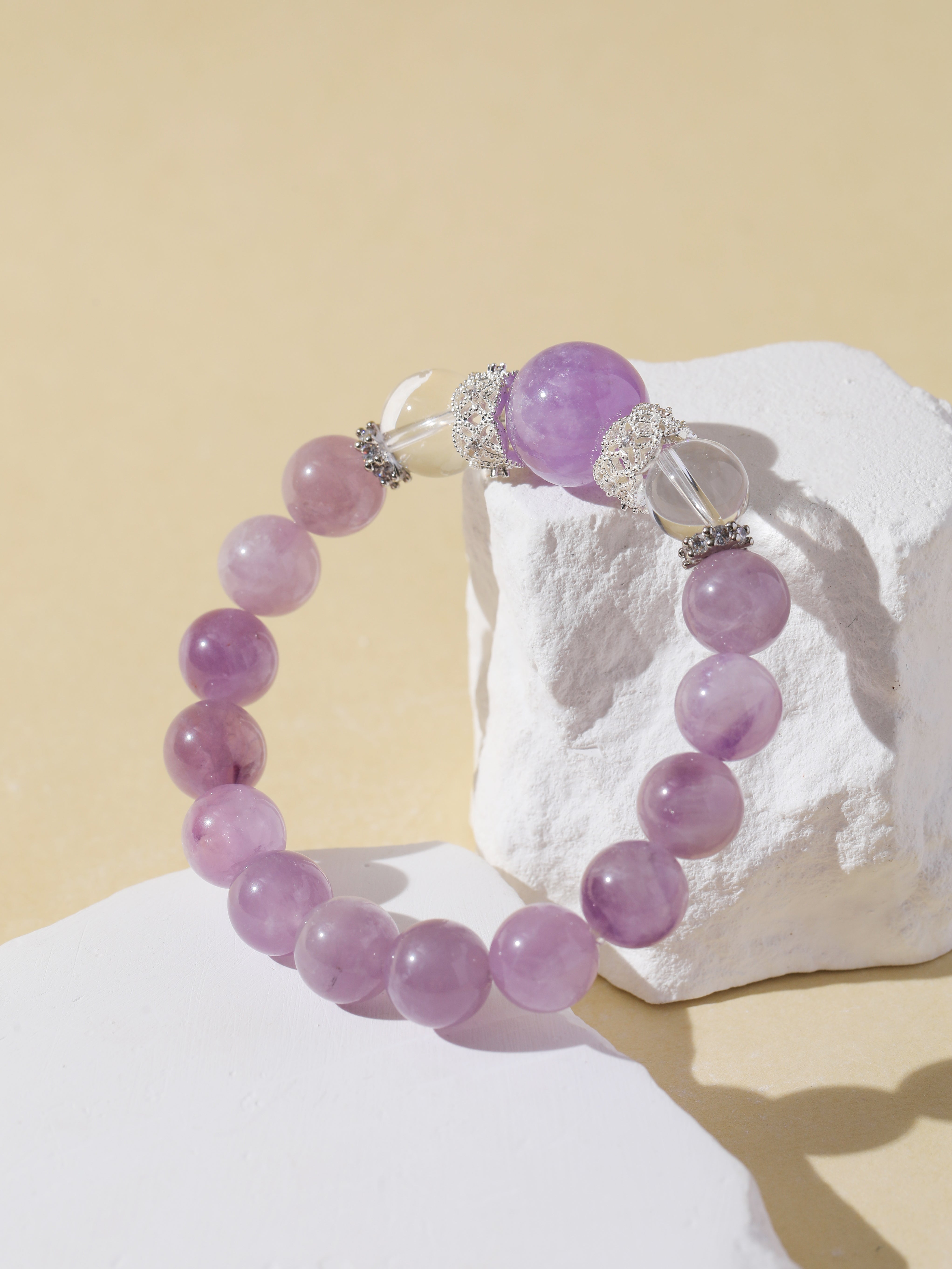 Purple Hair Quartz & Clear Quartz Bracelet – Songho Jewelry