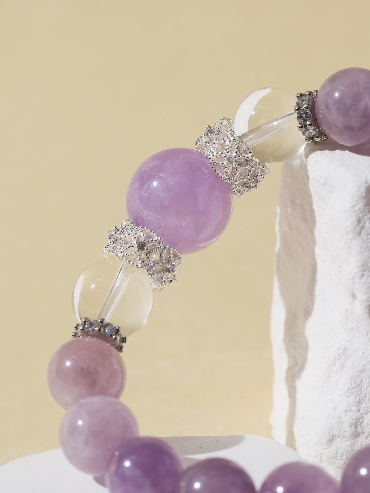 Purple Hair Quartz & Clear Quartz Bracelet