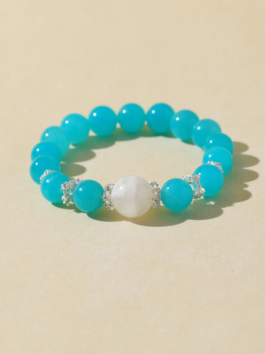 Amazonite & White Snowflake Quartz Bracelet