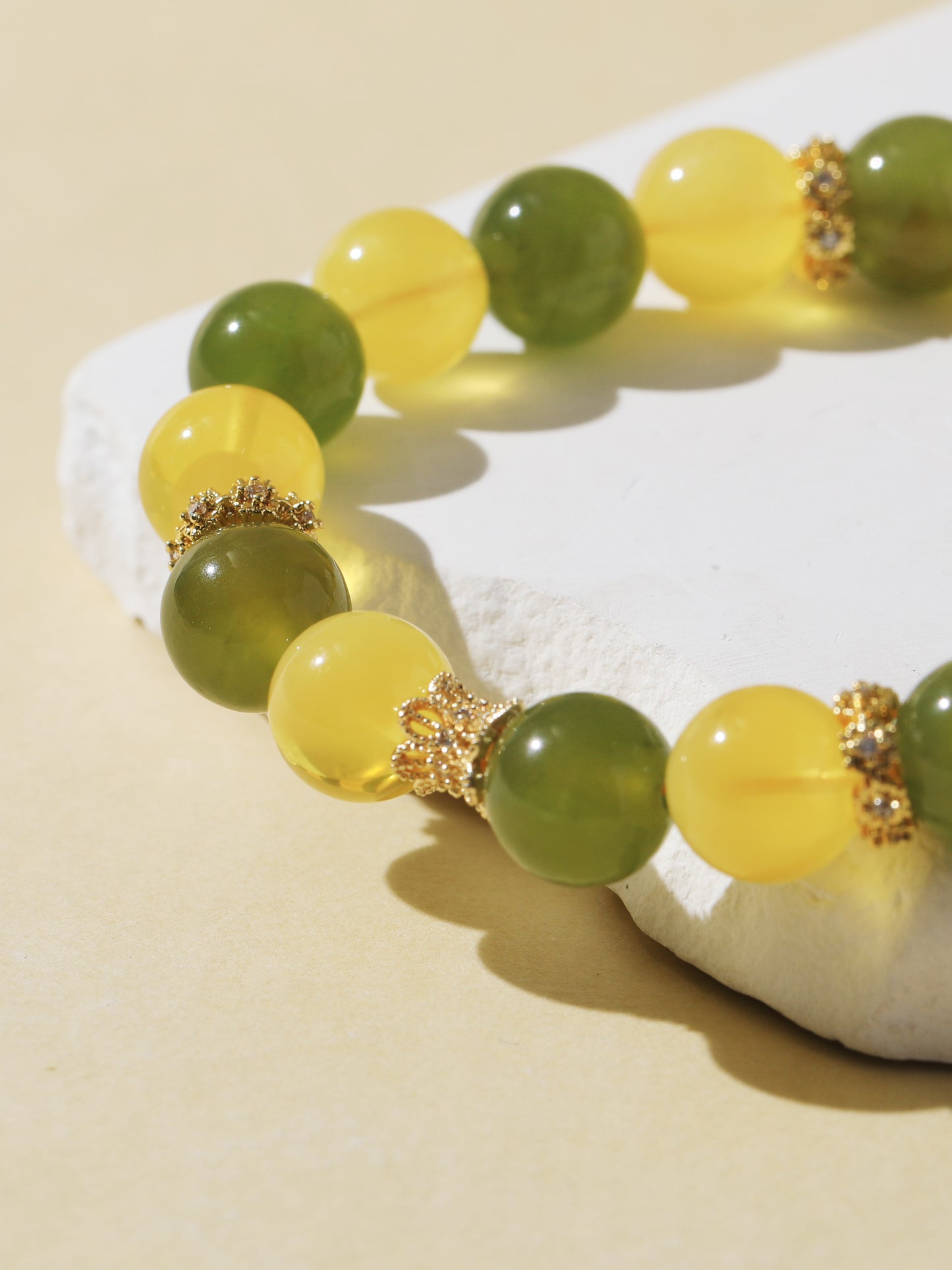 Amber & Xiuyan Jade Bracelet