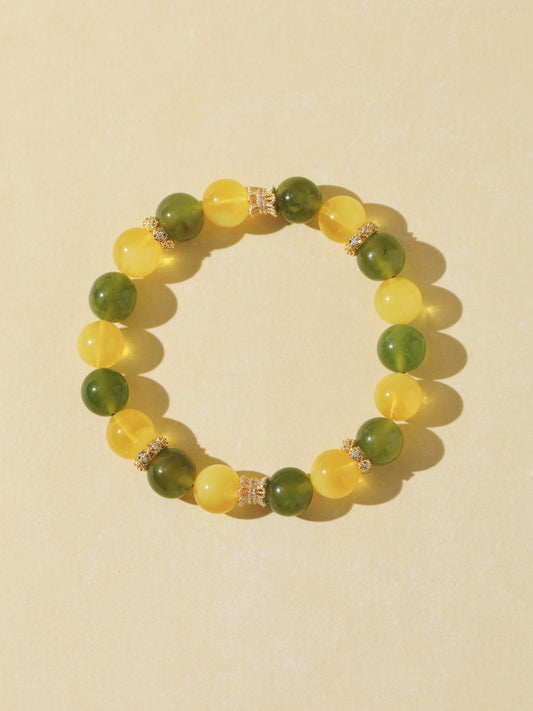 Amber & Xiuyan Jade Bracelet