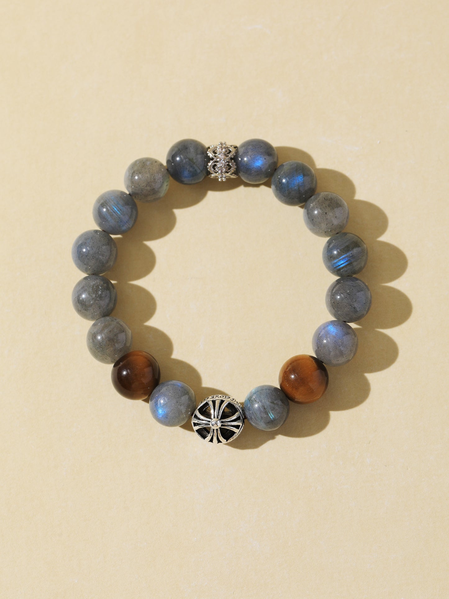 Grey Moonstone & Black Tiger’s Eye Bracelet