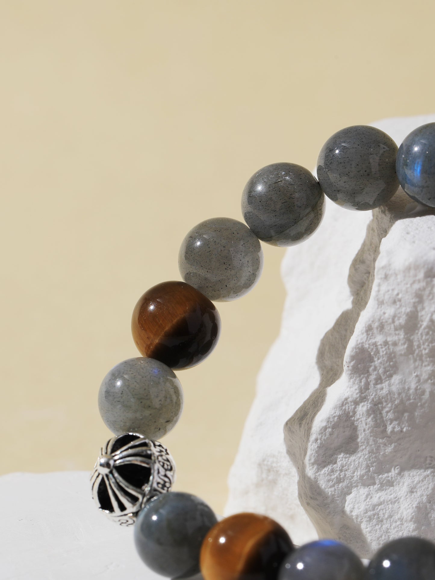 Grey Moonstone & Black Tiger’s Eye Bracelet
