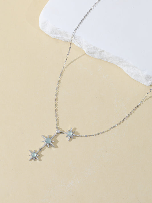 Natural Blue Water Jade Star Necklace