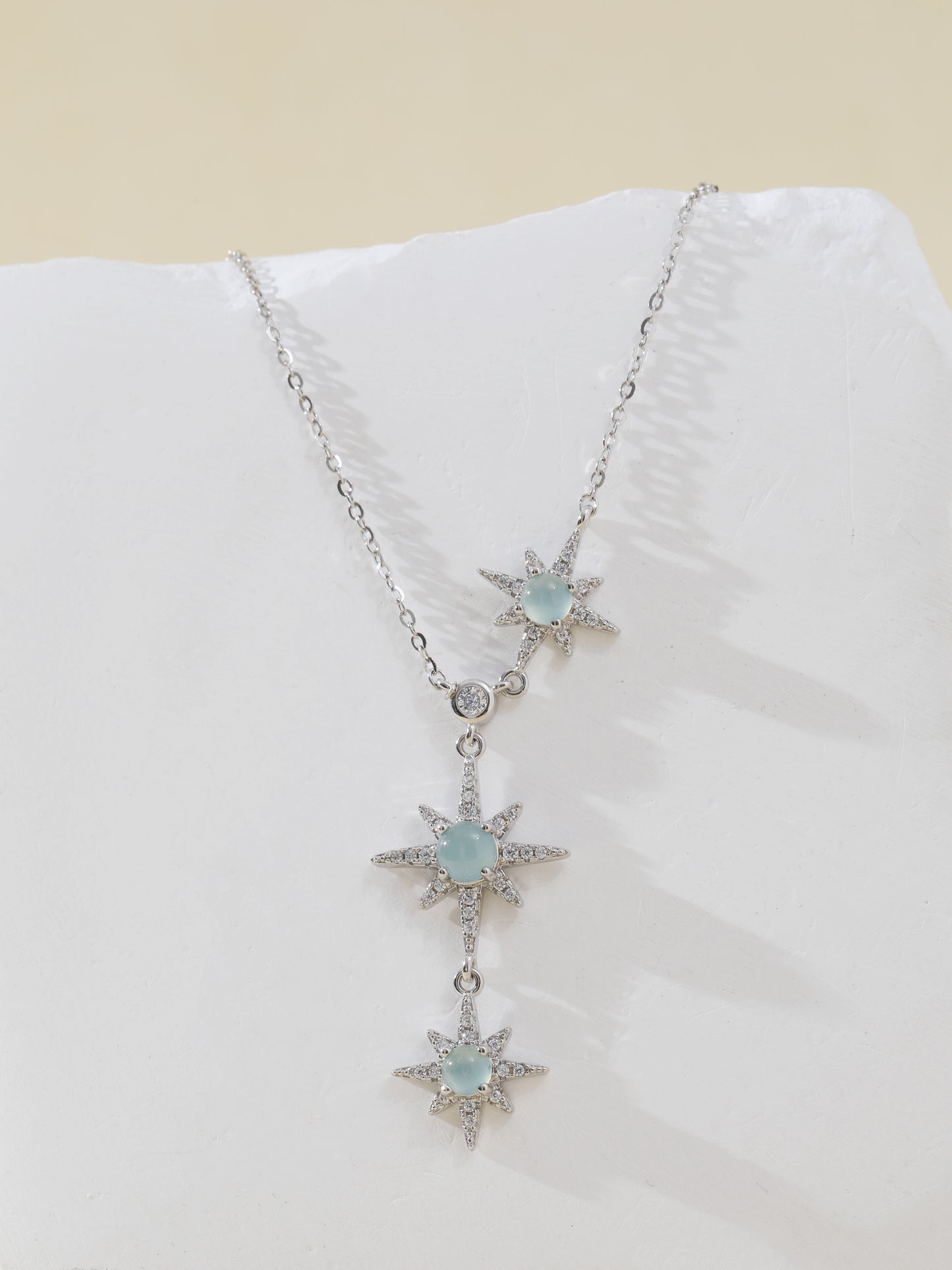 Natural Blue Water Jade Star Necklace