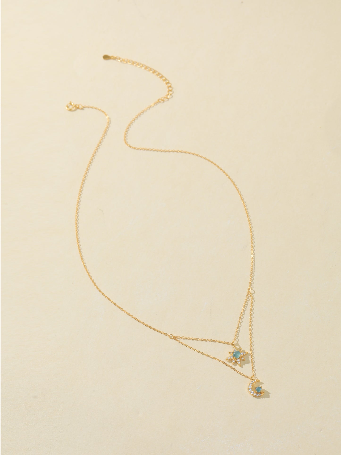 Natural Blue Jade Moon & Star Necklace