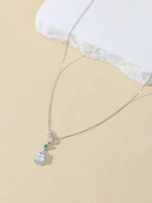 Natural Albite Jade Gourd Necklace