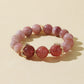 Purple Rabbit Hair & Strawberry Quartz Bracelet