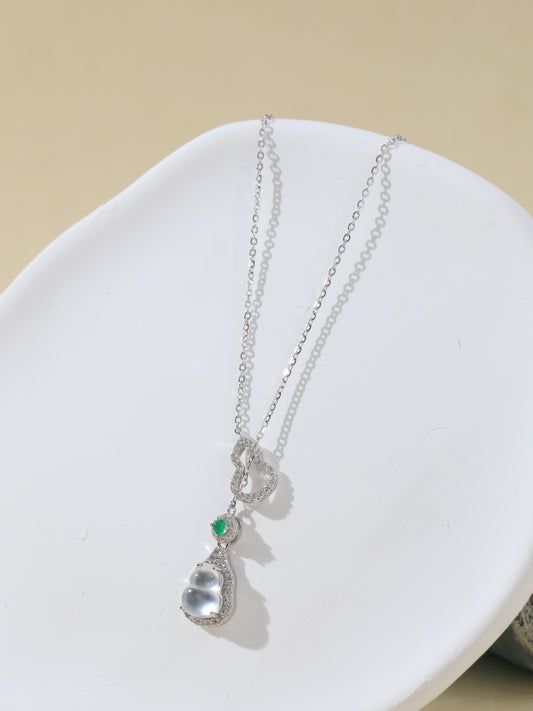 Natural Albite Jade Gourd Necklace