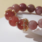 Purple Rabbit Hair & Strawberry Quartz Bracelet