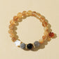 Golden Rutilated Quartz, Black Tiger’s Eye & Grey Moonstone Bracelet