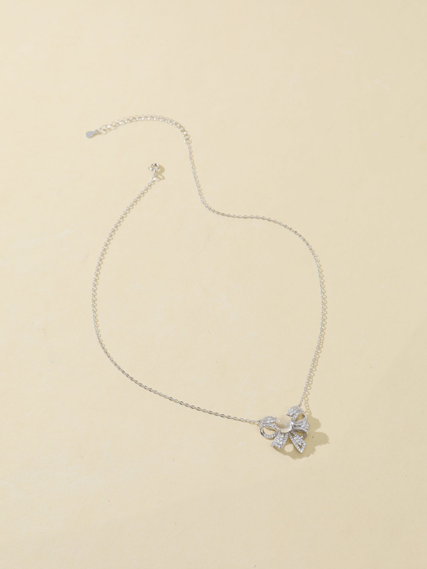 Natural Albite Jade Bow Necklace