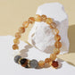 Golden Rutilated Quartz, Black Tiger’s Eye & Grey Moonstone Bracelet