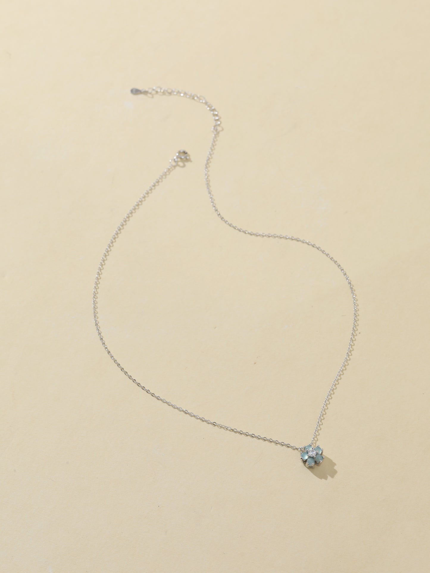 Natural Blue Water Jade Flower Necklace