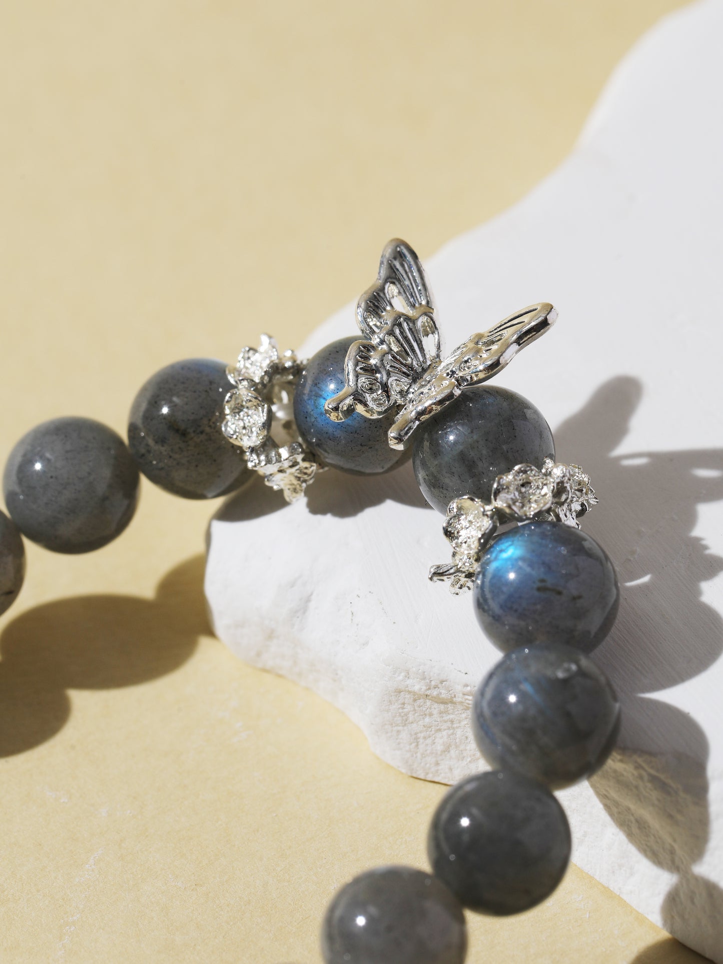 Grey Moonstone & Clear Quartz Bracelet