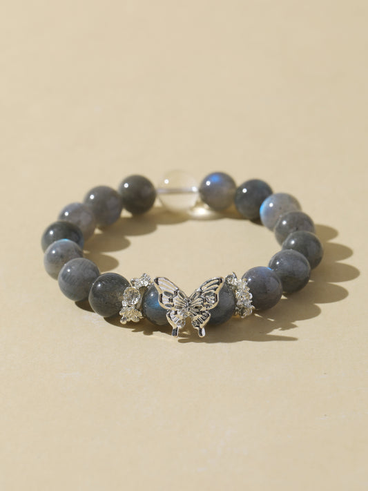 Grey Moonstone & Clear Quartz Bracelet