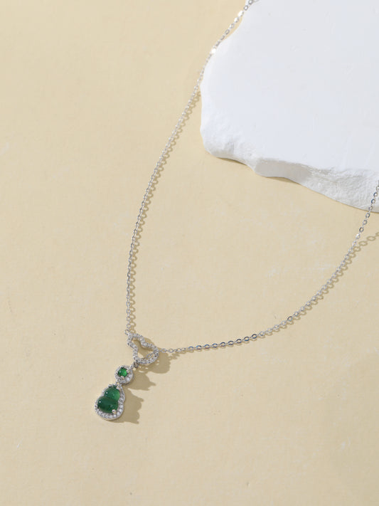 Natural Imperial Green Jade Gourd Necklace