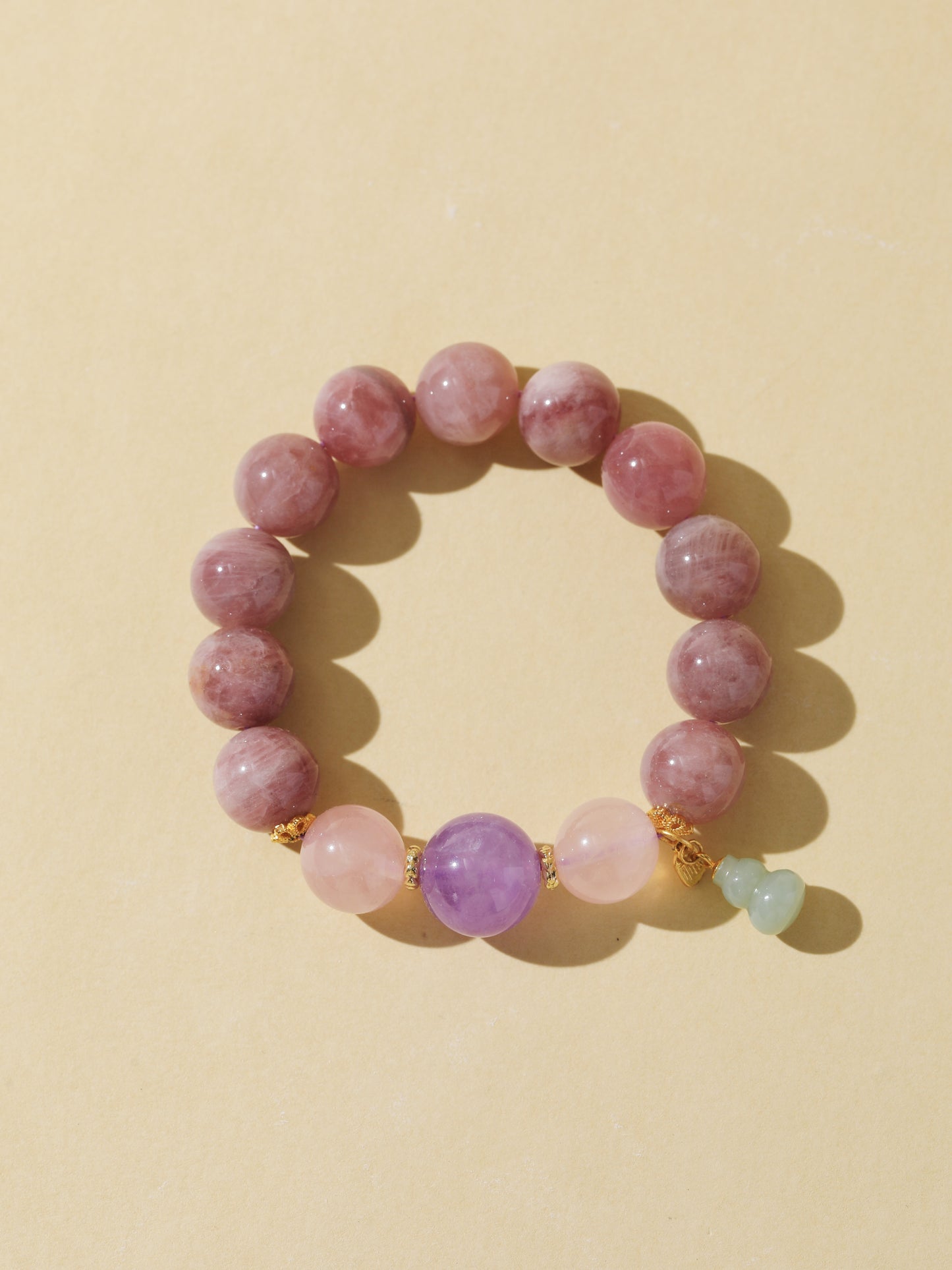 Pink Rabbit Hair, Rose Quartz & Purple Rabbit Hair Bracelet