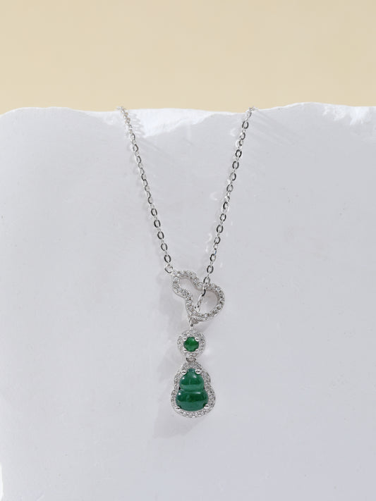 Natural Imperial Green Jade Gourd Necklace