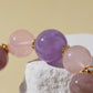 Pink Rabbit Hair, Rose Quartz & Purple Rabbit Hair Bracelet