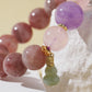 Pink Rabbit Hair, Rose Quartz & Purple Rabbit Hair Bracelet