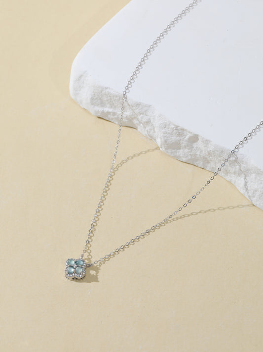 Natural Blue Water Jade Four-leaf Clover Necklace