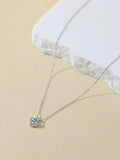 Natural Blue Water Jade Four-leaf Clover Necklace
