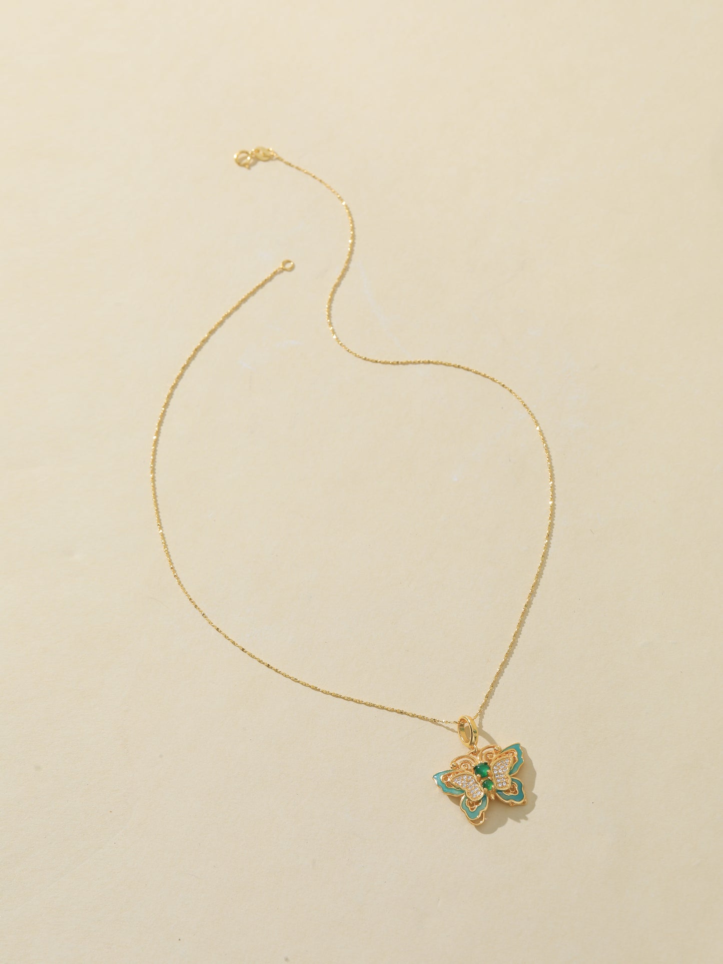 Natural Imperial Green Jade Butterfly Necklace