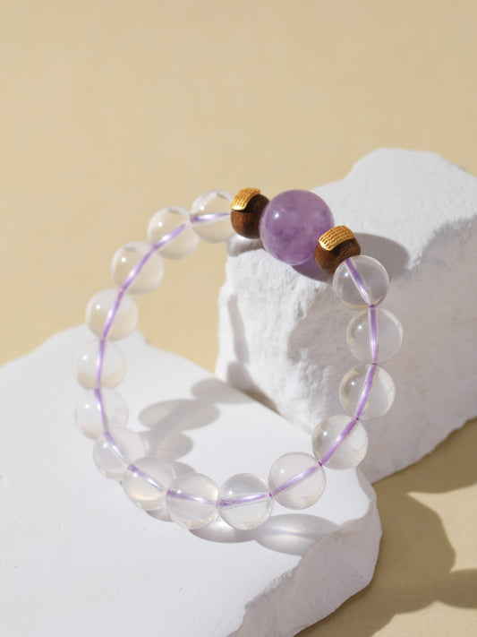 Clear Quartz & Purple Rabbit Hair Bracelet