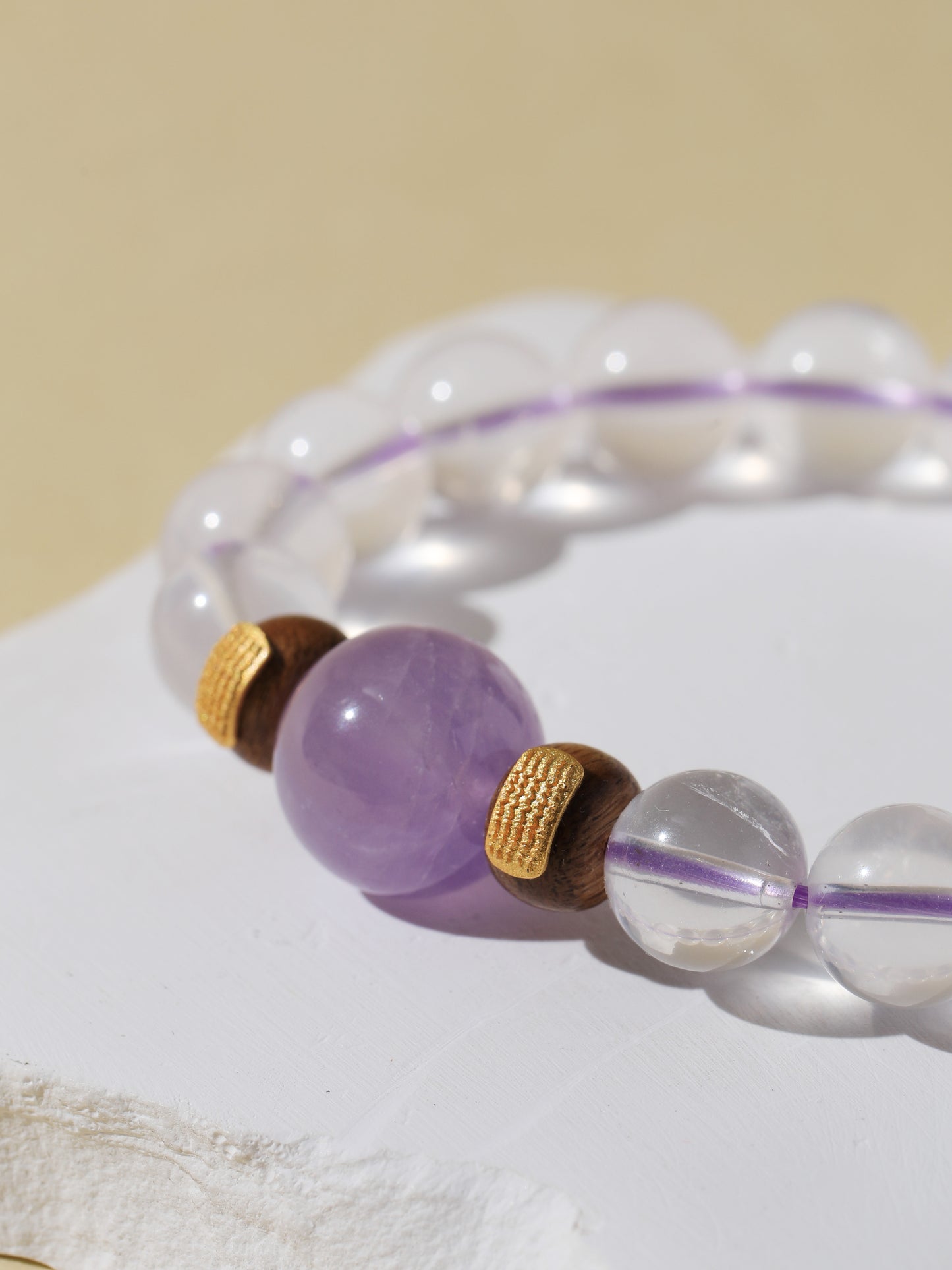 Clear Quartz & Purple Rabbit Hair Bracelet