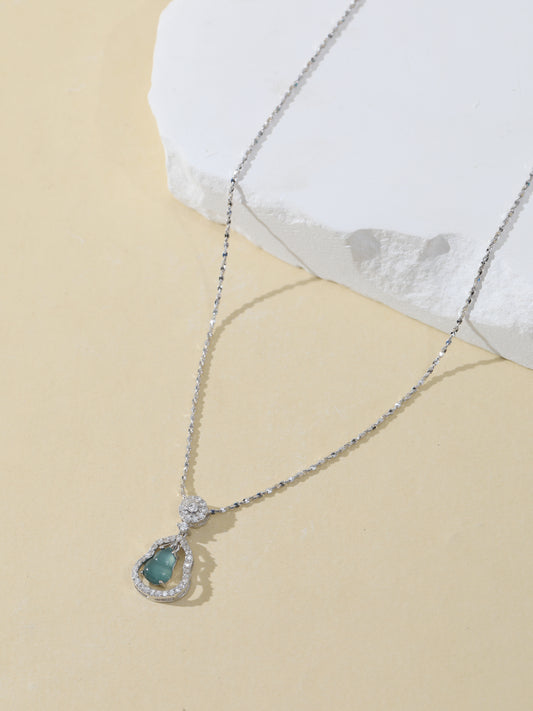 Natural Blue Water Jade Gourd Necklace