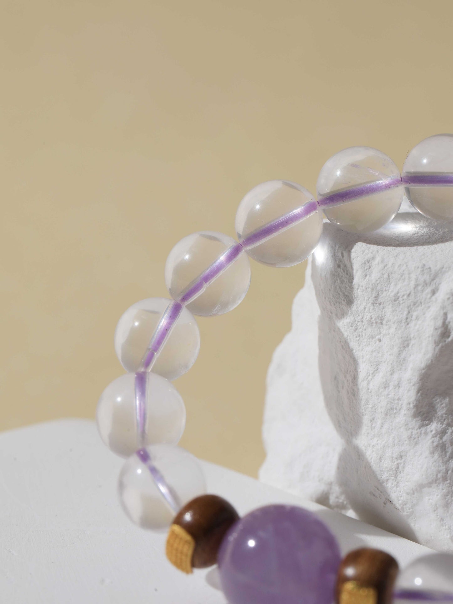 Clear Quartz & Purple Rabbit Hair Bracelet