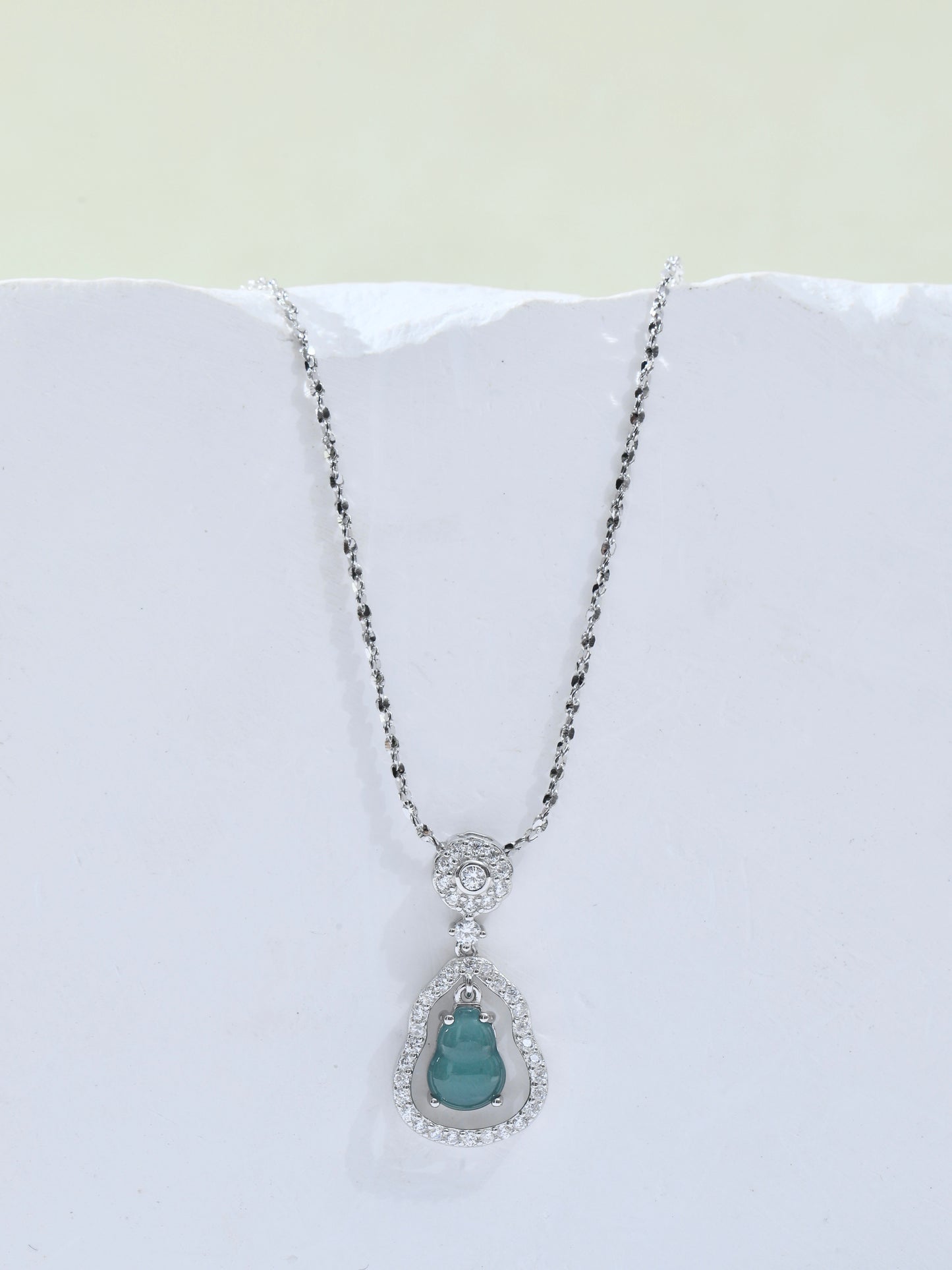 Natural Blue Water Jade Gourd Necklace